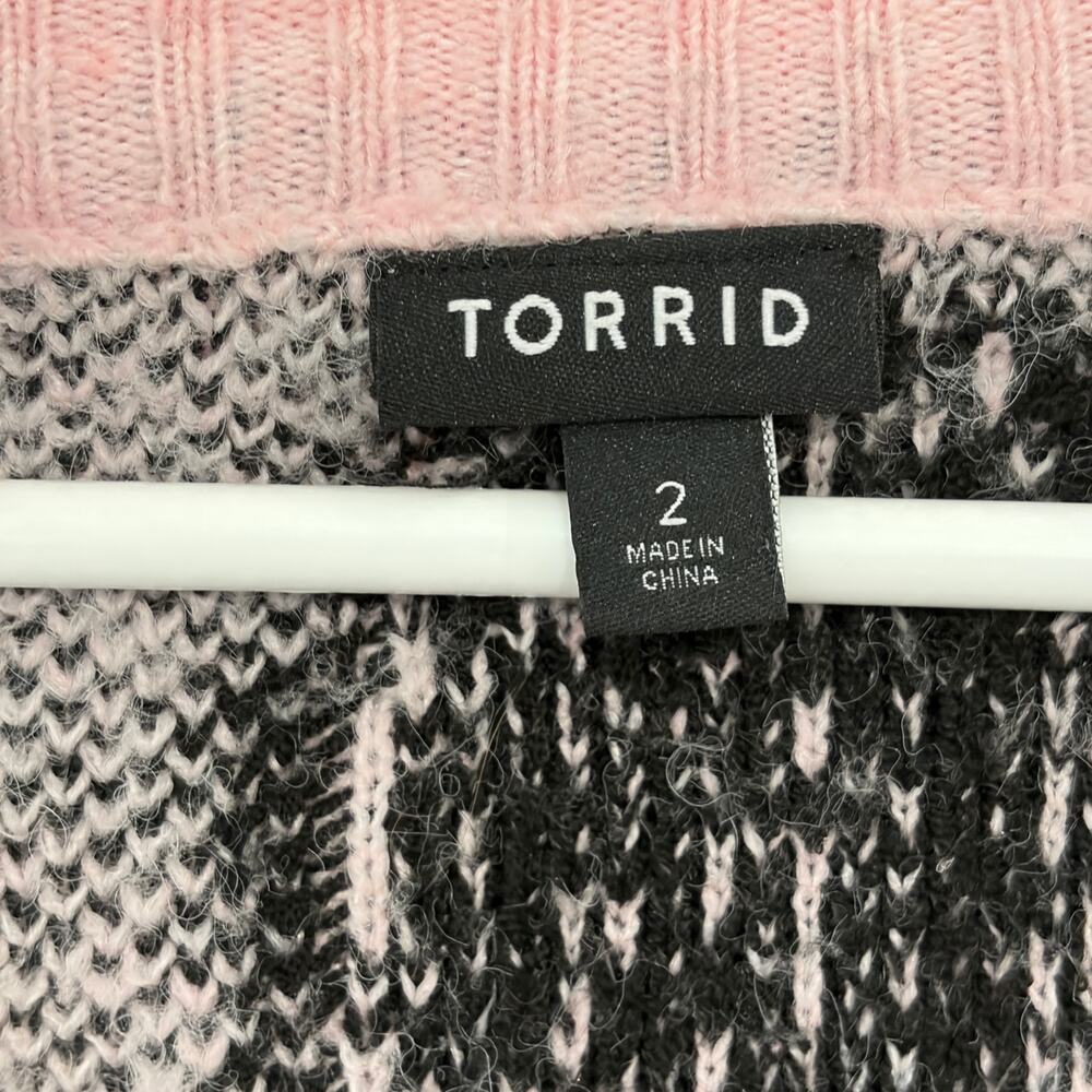 Torrid Sweater Women’s Plus 2X Oversized Baggy Pink Hearts Soft Comfy Snuggly - Picture 7 of 11